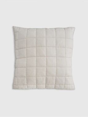 QUINCE European Linen Box Quilted Euro Sham Sand 7689
